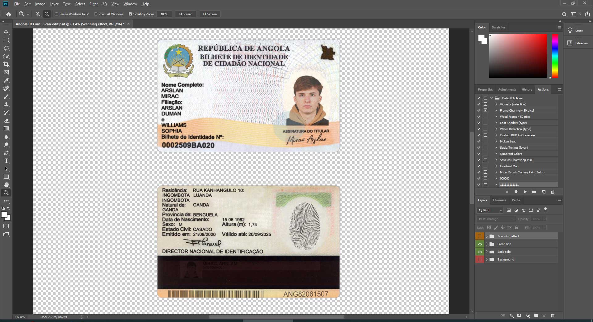 albania id card psd template