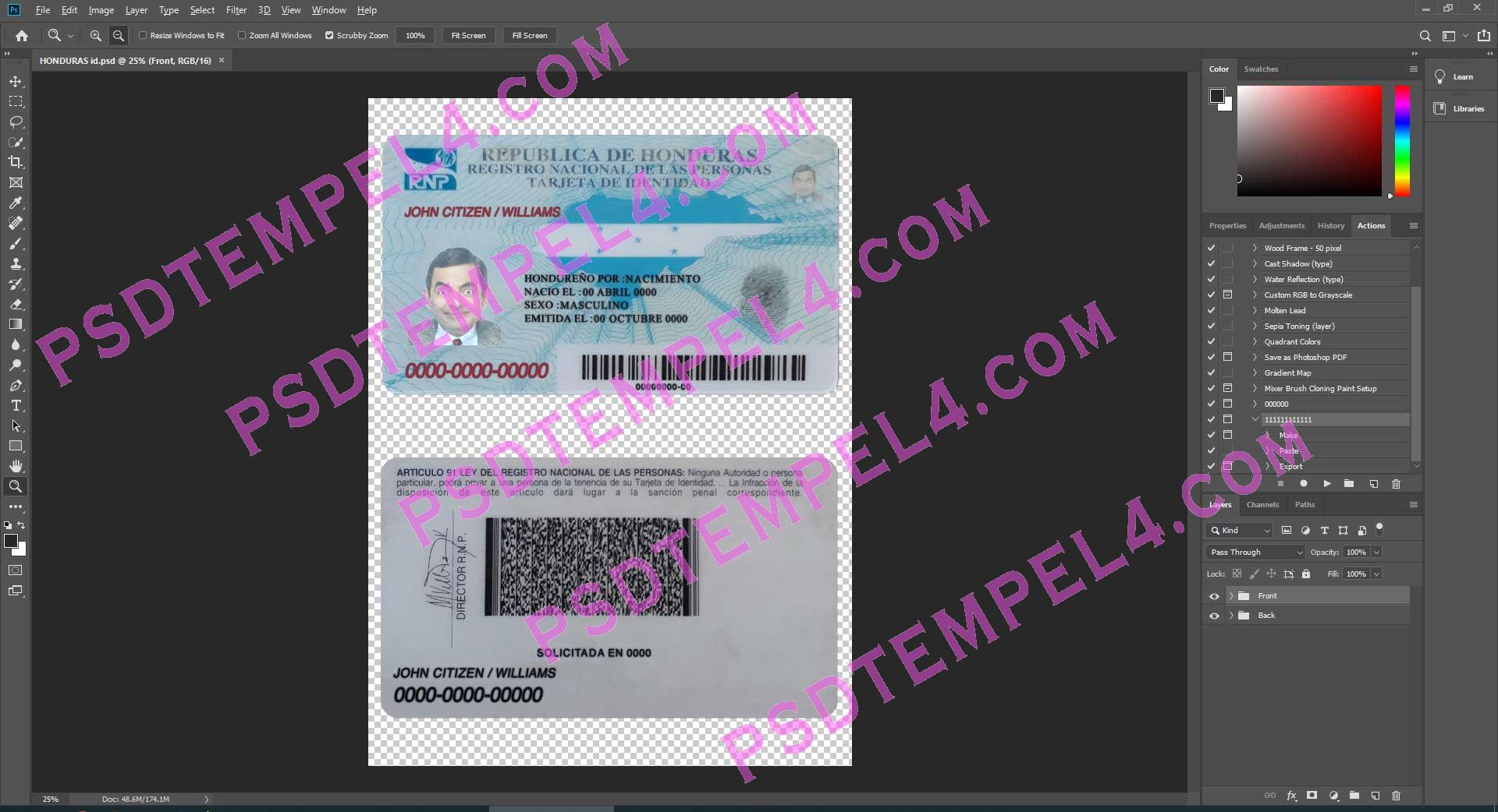 Honduras id card - Version 1