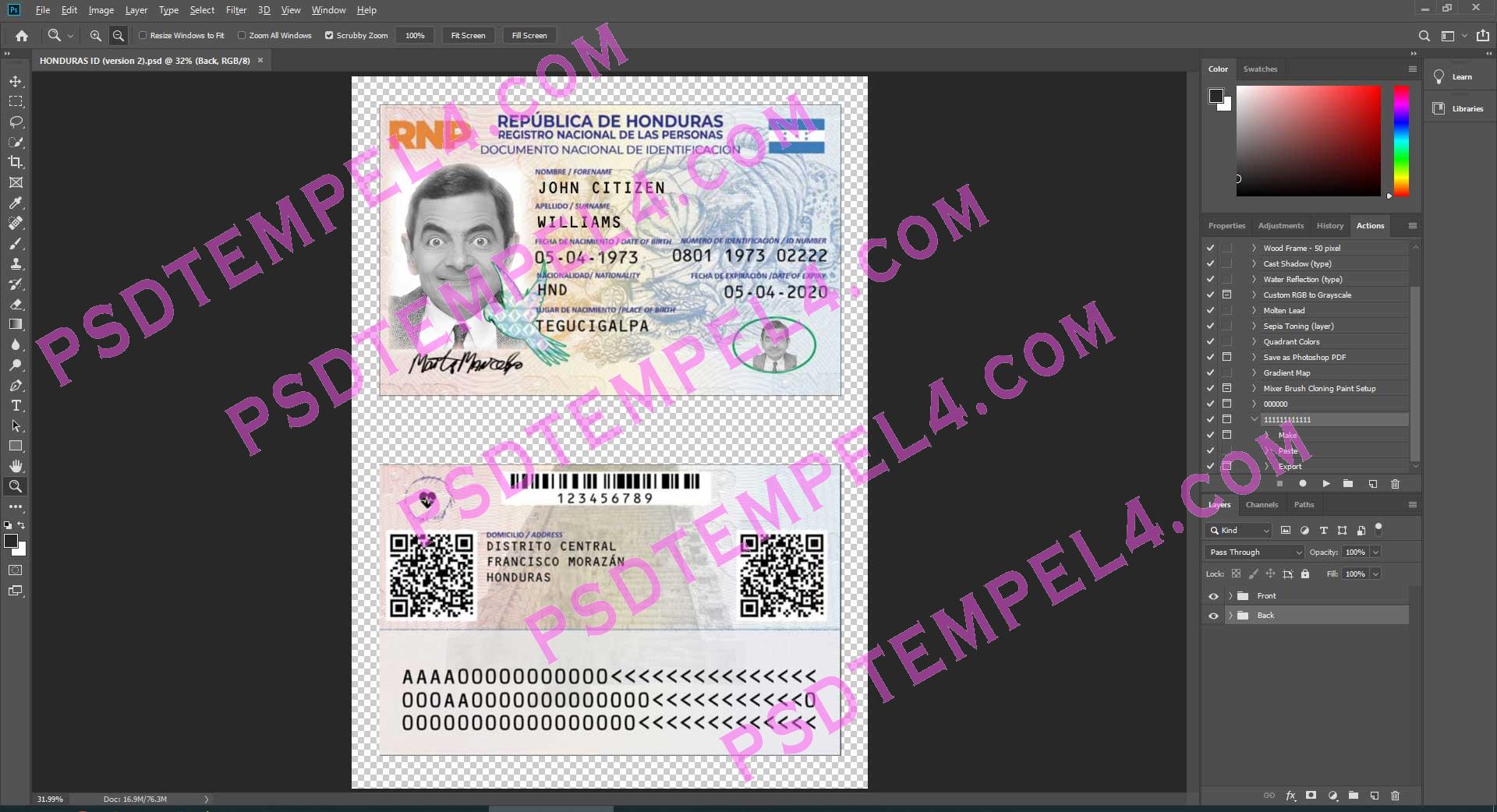 Honduras id card - Version 2