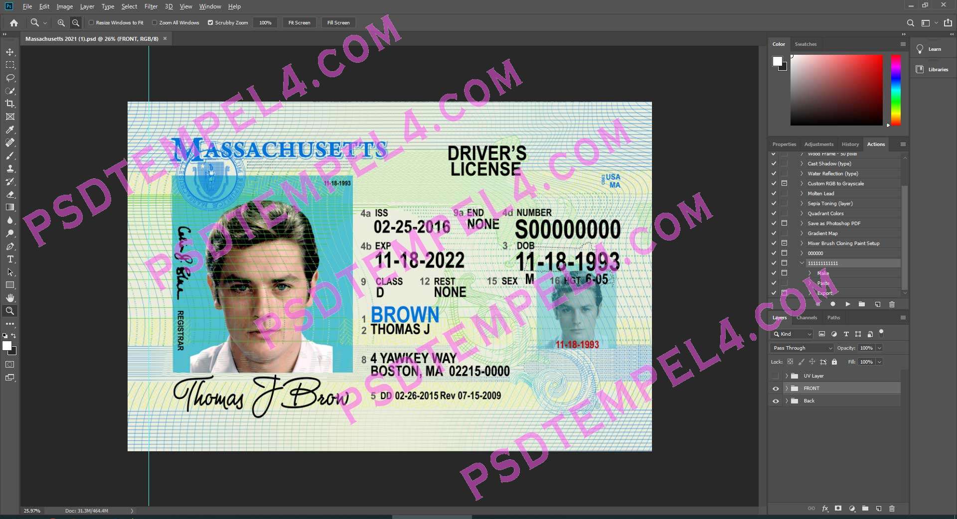 USA Massachusetts Driver License