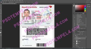 USA South Carolina Driver License 4 version