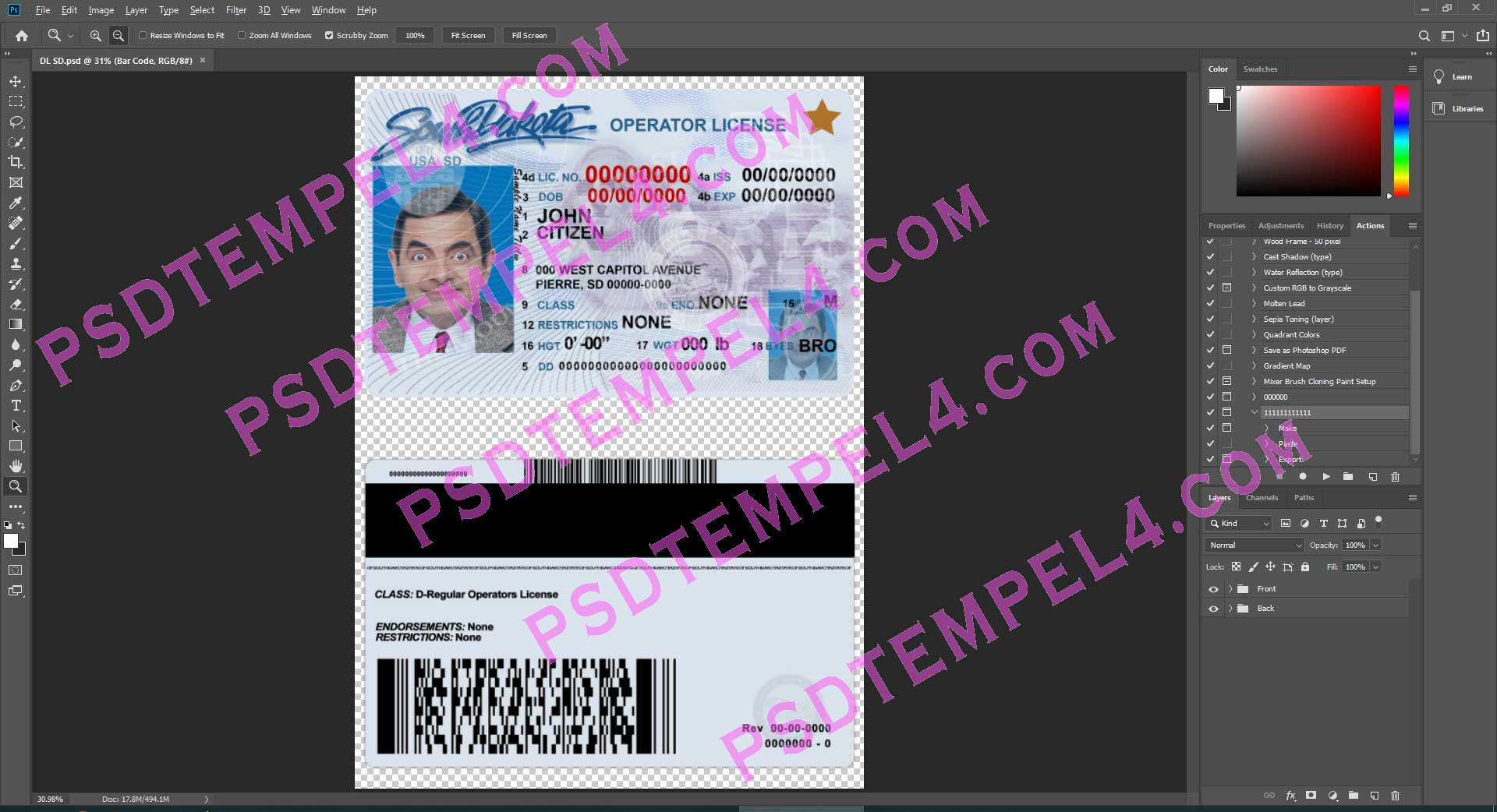 USA South Dakota Driver License