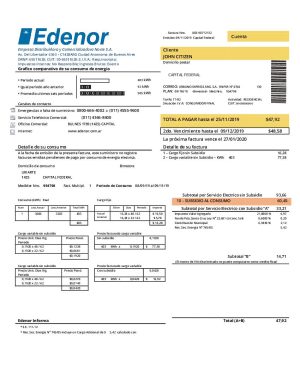 Argentina Edenor utility bill