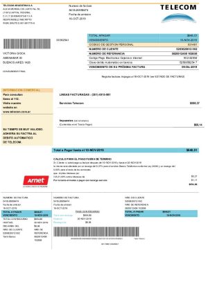 Argentina telecom utility bill