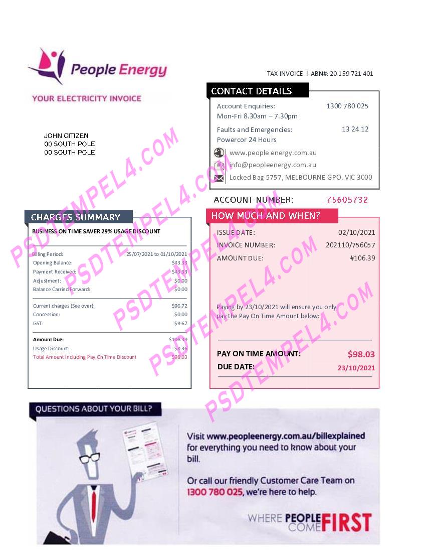 Australia electricity people energy utility bill