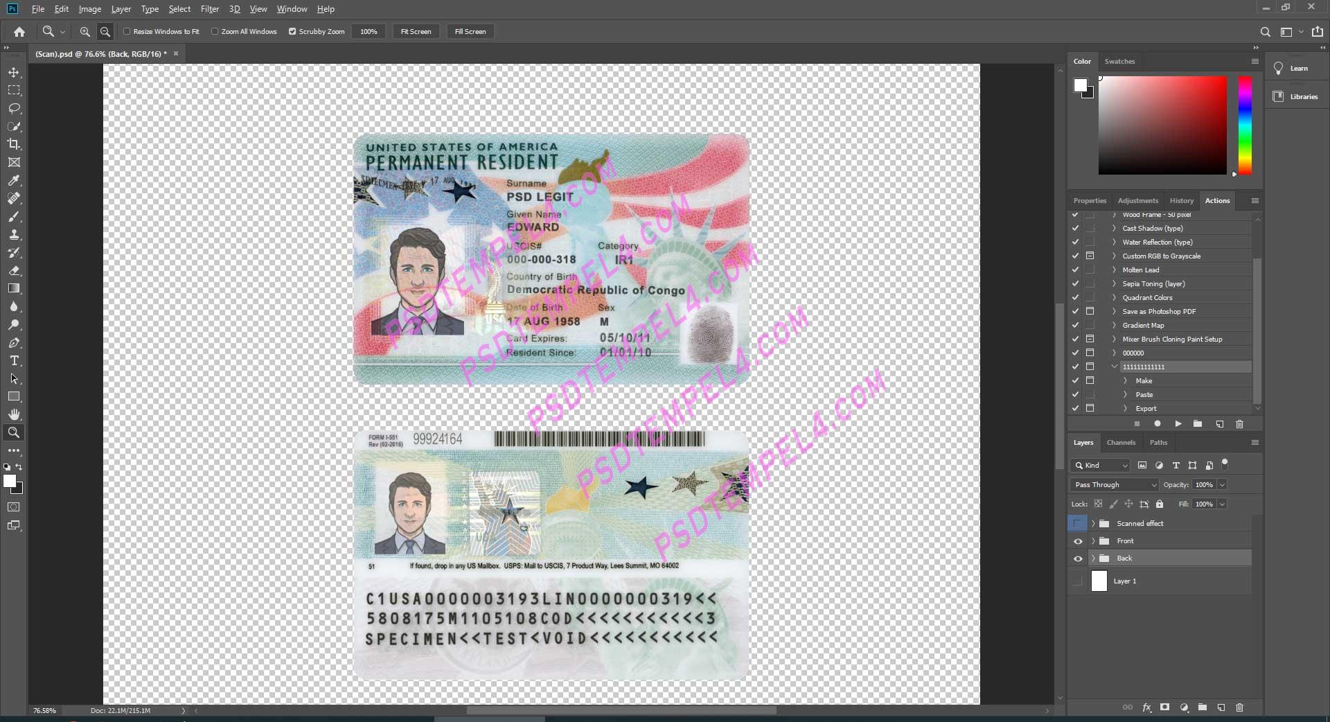 usa green card permanent resident (residence permit) - 3 Version - Image 2