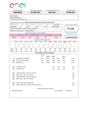 Brazil ENEL electricity utility bill