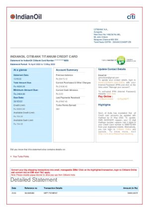 India Indian Oil utility bill 6pages