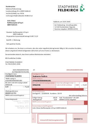 Austria Stadtwerke Feldkirch utility bill