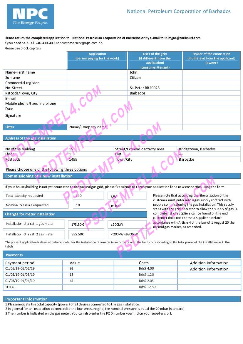 Barbados national petroleum corporation of barbados gas utility bill