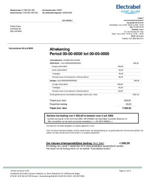 Belgium electrabel electricity utility bill