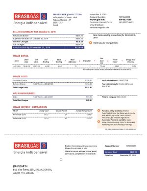 Brazil Gas utility bill