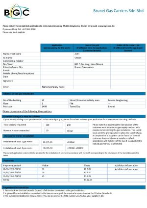 Brunei Brunei Gas Carriers gas utility billBru