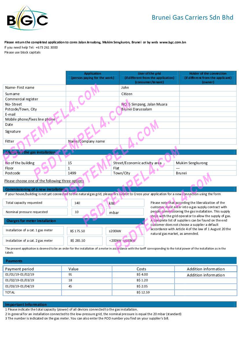 Brunei Brunei Gas Carriers gas utility billBru