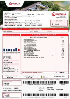 COLOMBIA Veolia utility billC