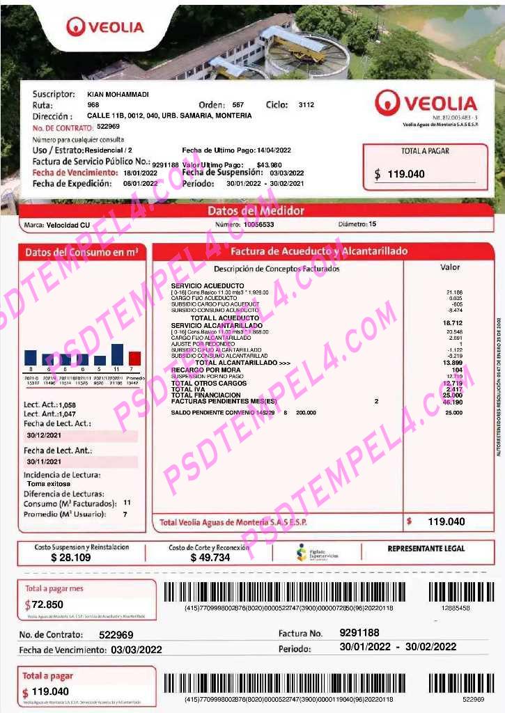 COLOMBIA Veolia utility billC