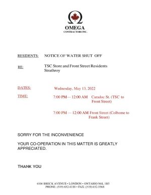 Canada Ontario Omega Contractors Inc utility bill. water shut off