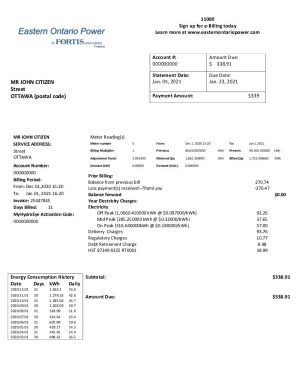 Canada eastern ontario power utility bill