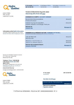 Canada hydro quebec utility bill
