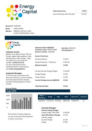 Chile Energy Capital utility bill