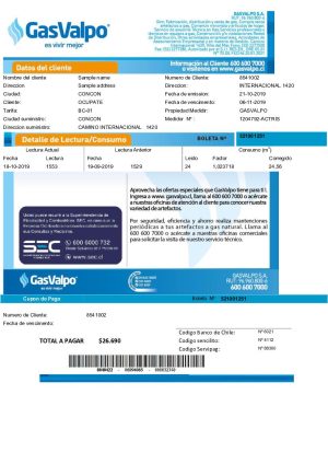 Chile gasvalpo utility bill