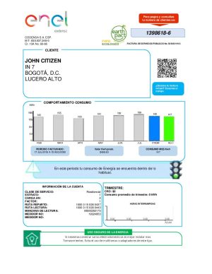Colombia ENEL energy utility bill