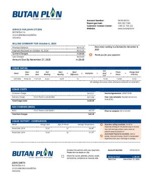 Croatia BUTAN PLIN d.o.o utility bill. gasCr