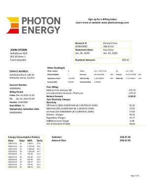Czech Republic Photon Energy utility bill