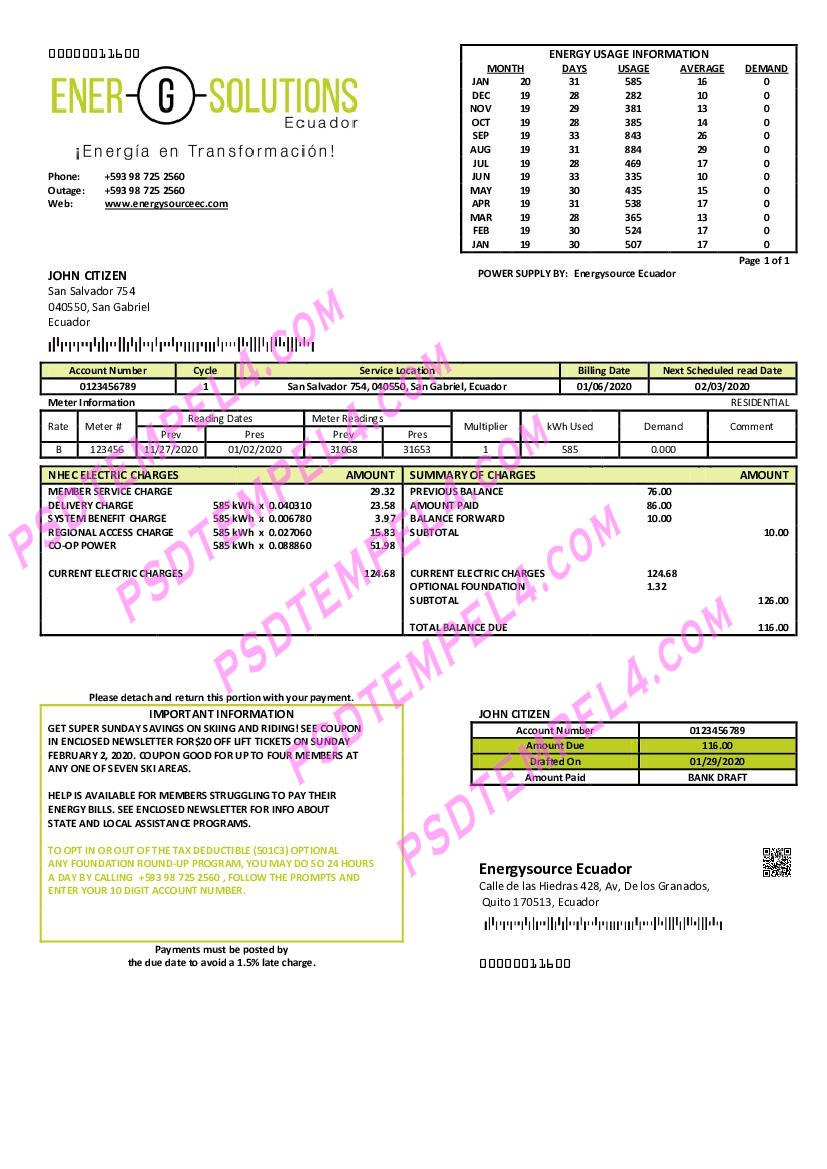 Ecuador Energysource Ecuador energy utility billEc