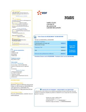 France electricity EDF V1 utility bill