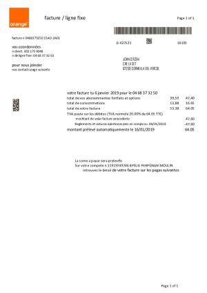France orange utility bill