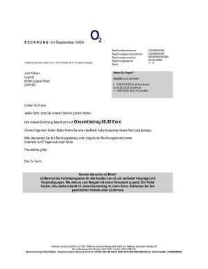 Germany RECHNUNG O2 utility billGe