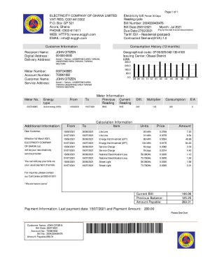 Ghana Electricity Company of Ghana utility billG