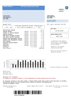 Hong kong clp power hong kong limited utility billCL