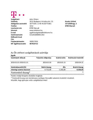 Hungary T Mobile Magyartel utility bill
