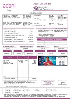 India Adani gas utility billInd
