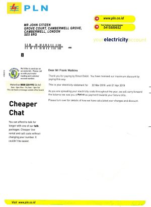 Indonesia PLN electricity PSD utility bill