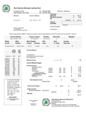 USA Utility Bill West Boylston sample