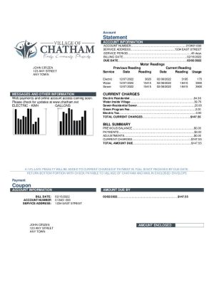 USA Village of Chatham utility bill