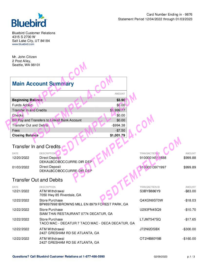 USA Utah Bluebird utility bill 3Pages