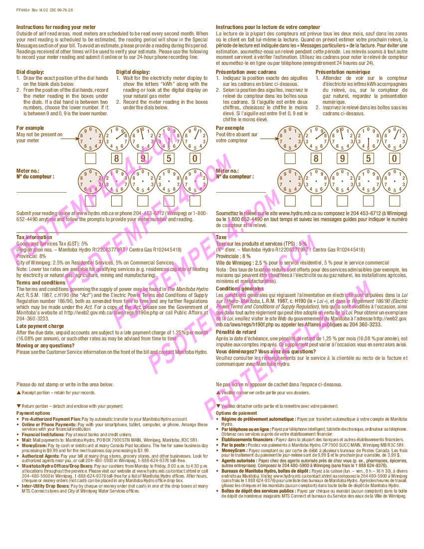 USA Manitoba Hydro Utility Bill
