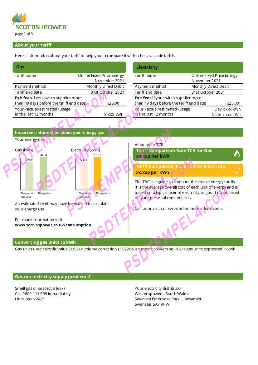 USA scottishpower utility bill 3pages