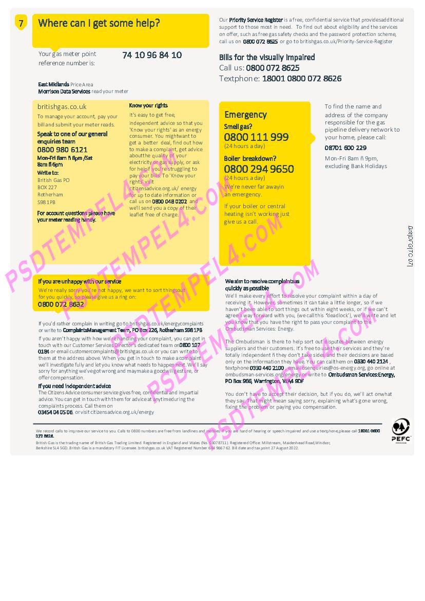 UK United Kingdom British gas 4 pages utility bill - Image 4