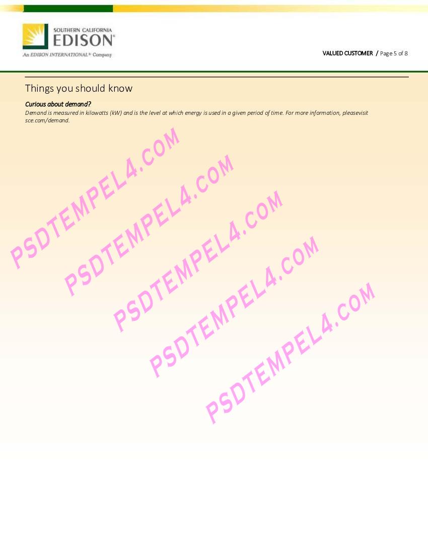 USA Southern California Edison 8 pages utility bill