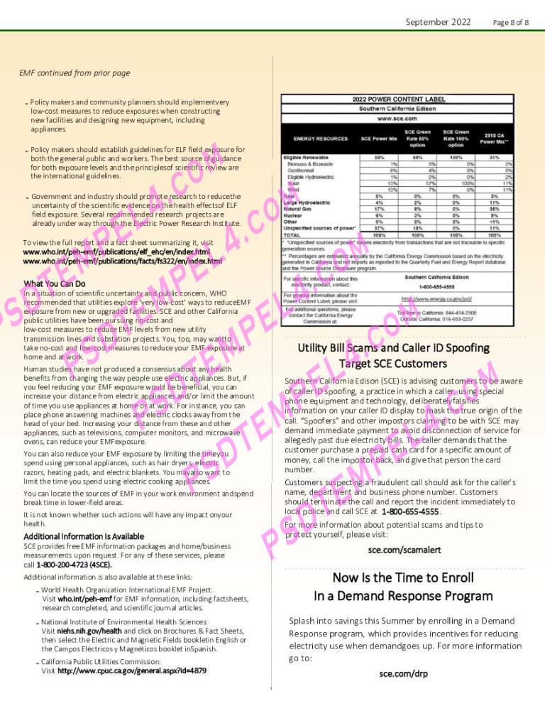 USA Southern California Edison 8 pages utility bill