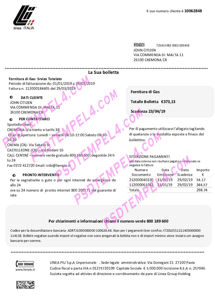 Italy Linea Italia utility bill