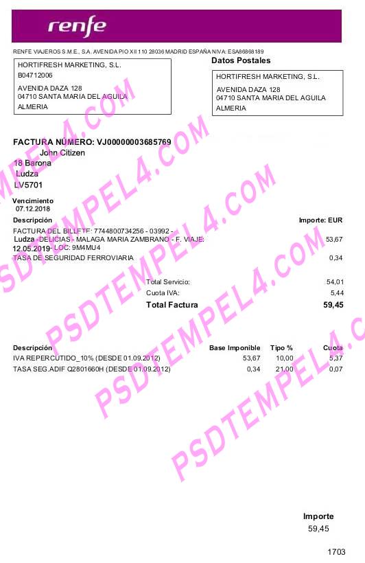 Latvia Renfe PSD utility bill