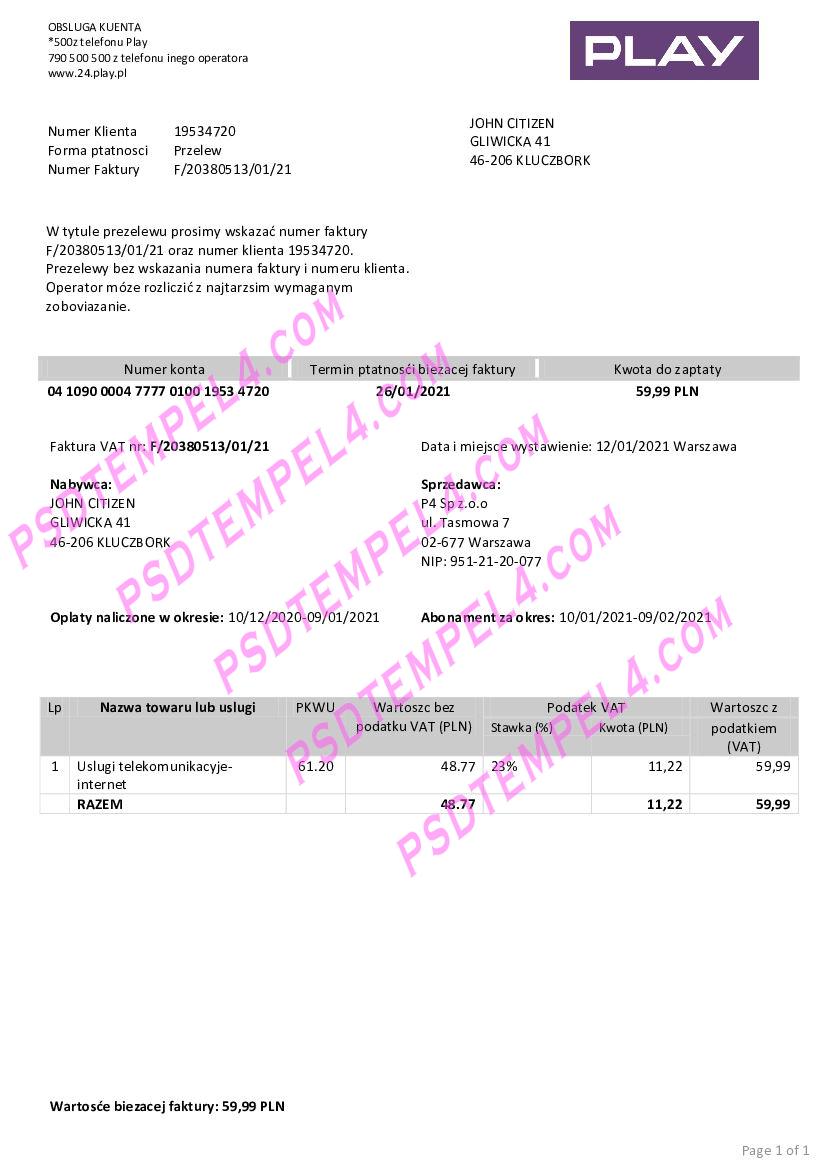 Poland Play V1 utility bill