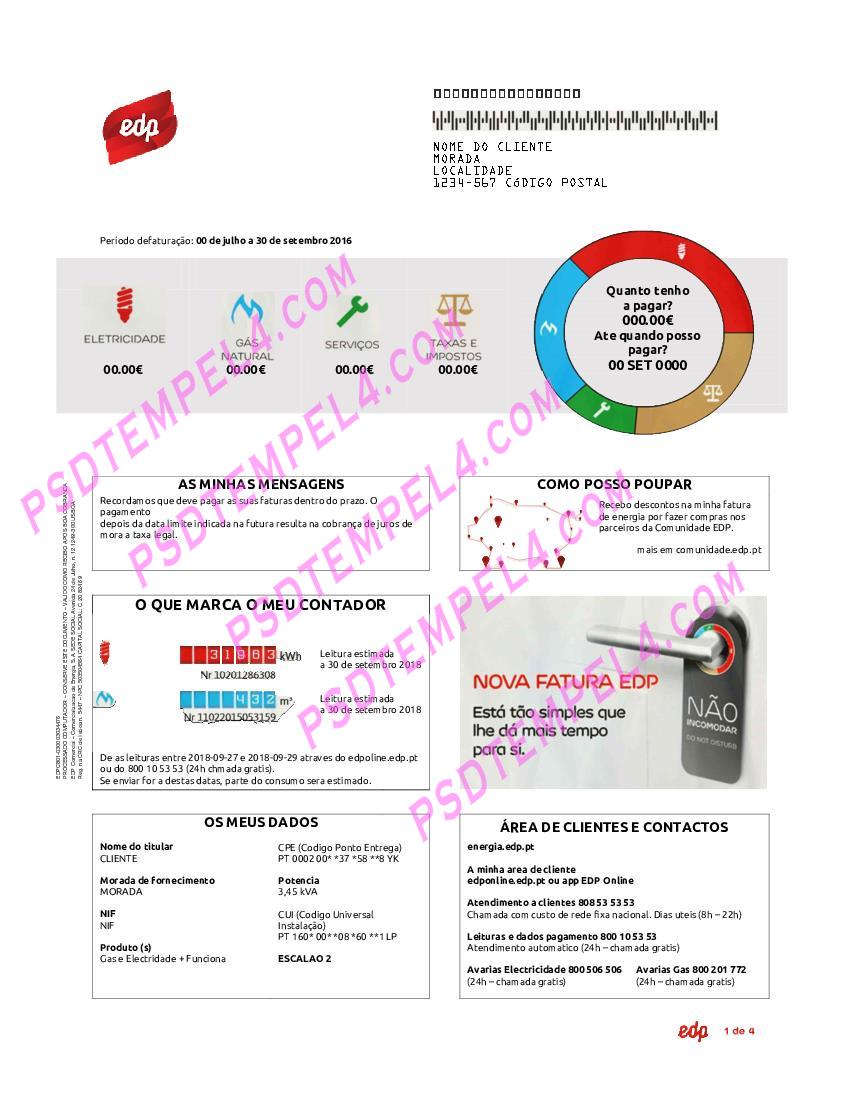 Portugal edp utility bill
