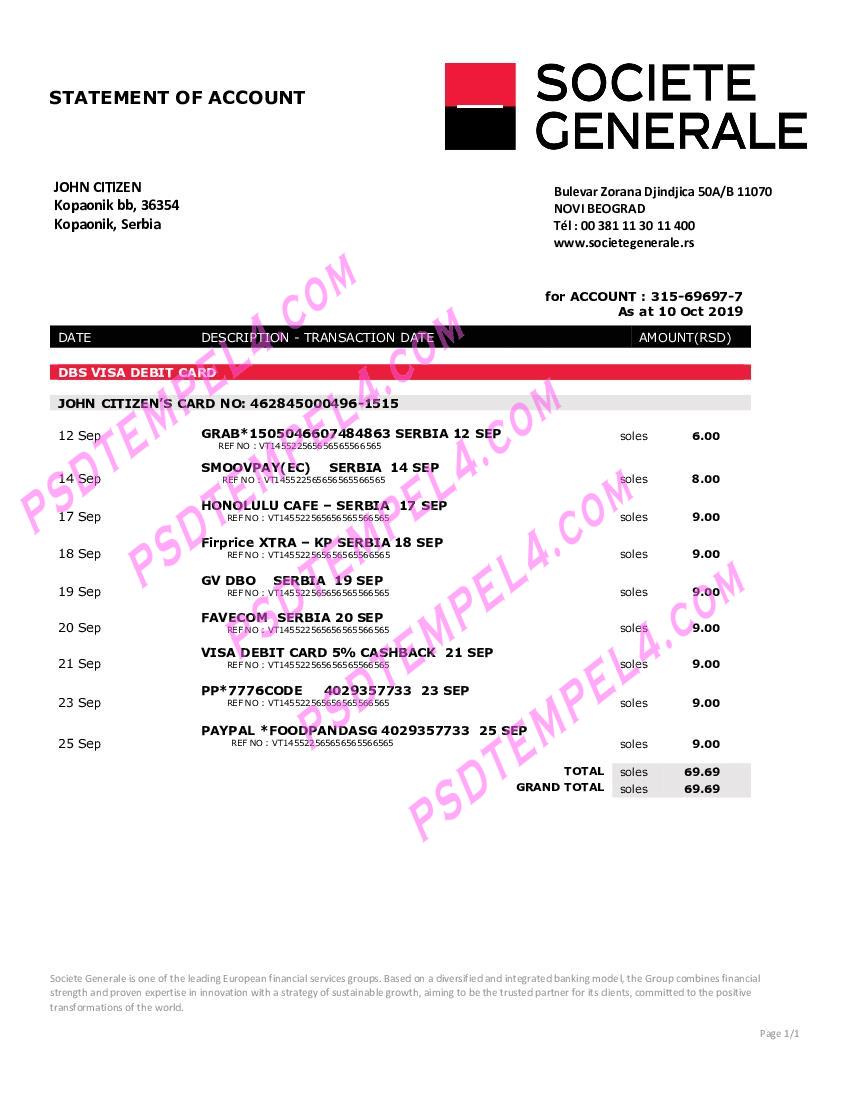 Serbia societe generale V1 utility bill